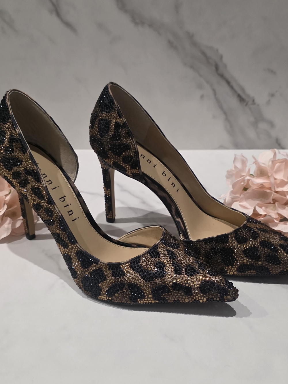 Gianni Bini- Leopard Crystal Pointed-Toe Pumps - Brown & Black